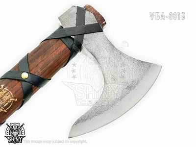 Custom Handmade Carbon Steel Viking Axe,Valentine's Day Gift,Christmas Gift,Birthday gift for him with Premium Leather wrapped Handle and Leather Sheath (VBA 15)