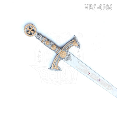 Viking Sword, Templar Knights Sword, Atlantean Sword, Hunting Sword, Medieval Crusader Sword, Knights Templar Sword with Premium Leather Scabbard (VBS-0006)