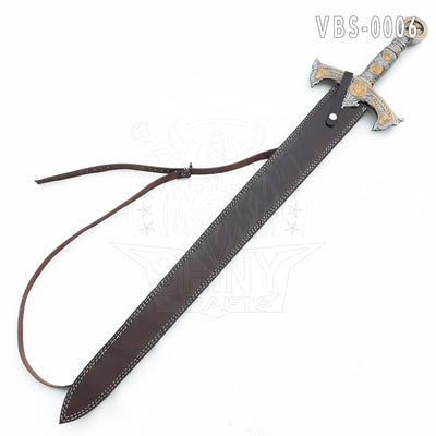 Viking Sword, Templar Knights Sword, Atlantean Sword, Hunting Sword, Medieval Crusader Sword, Knights Templar Sword with Premium Leather Scabbard (VBS-0006)