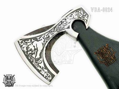 19" Camping Axe Tomahawk Viking Bearded Axe Handmade Viking Axe with Ashwood Handle Viking Gifts for Men with Premium Quality Leather Sheath (SCA 24)