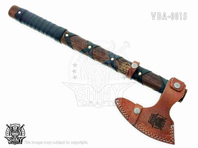 Custom Handmade Carbon Steel Viking Axe,Valentine's Day Gift,Christmas Gift,Birthday gift for him with Premium Leather wrapped Handle and Leather Sheath (VBA 15)