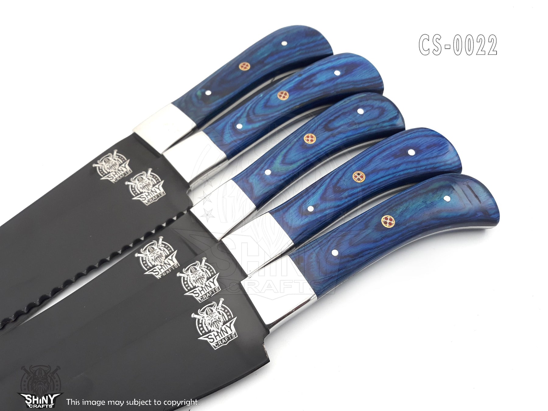 Handmade D2 Steel Kitchen Knife Set, Beautifully Resin Epoxy Made Handles  of Knife With Pure Leather Made Sheath , Best for Christmas Gift 