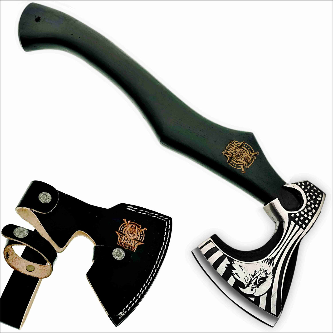 19 " Axes Berserker Axe Hatchet Tomahawk Battle Axe-Handmade Viking Axe with Carbon Steel Head with Ashwood Handle Viking Gifts for Men with Premium Quality Leather Sheath (SCA 21)