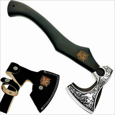 19" Camping Axe Tomahawk Viking Bearded Axe Handmade Viking Axe with Ashwood Handle Viking Gifts for Men with Premium Quality Leather Sheath (SCA 24)