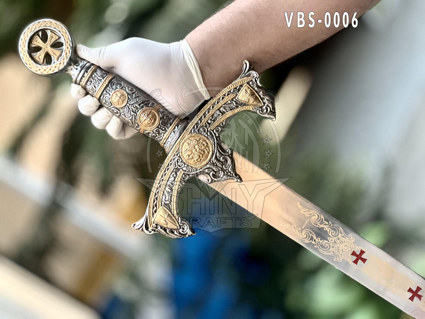 Viking Sword, Templar Knights Sword, Atlantean Sword, Hunting Sword, Medieval Crusader Sword, Knights Templar Sword with Premium Leather Scabbard (VBS-0006)