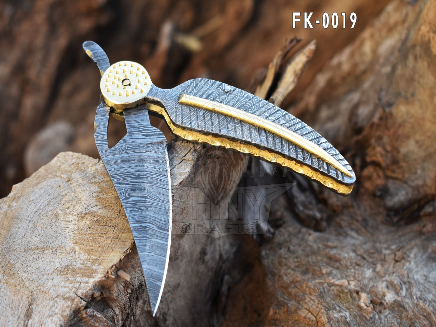 Beautiful Damascus Pocket knife with Damascus Handle & Blade, Folding knife with liner lock, Camping Knife, Hunting knife with Premium Leather Sheath (FK-19)