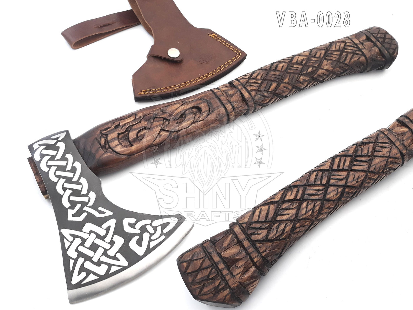 Handmade 18"-Camping Axe Tomahawk Viking Bearded Axe Engraved Viking Axe,Hatchet Gifts for him Wood Working Tool Viking Gifts for Men with Leather Sheath (VBA 28)