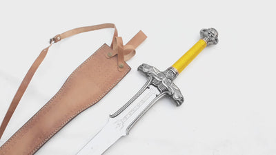 Viking Sword Handmade, Conan The Barbarian, Atlantean Sword, Hunting Sword, Medieval Crusader Sword, with Premium Leather Scabbard (VBS-04)