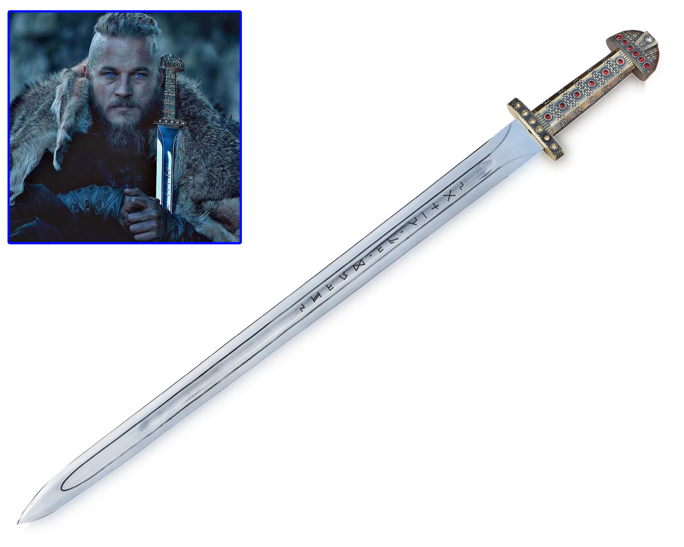 Viking Sword of Ragnar Lothbrok, Vikings Ragnar Sword, Medieval Sword of Vikings with Premium Scabbard & Wall Hanger (VBS-0009)…