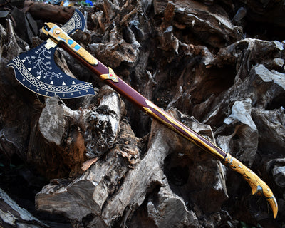 Handmade 40"-Viking Axe Kratos Axe Leviathan Axe God of War Bearded Axe- Cosplay Axe, Cosplay Armor, Cosplay Weapon, Prop, Replica, Kratos Weapon, Costume Weapon (VBA-02)