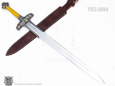 Viking Sword Handmade, Conan The Barbarian, Atlantean Sword, Hunting Sword, Medieval Crusader Sword, with Premium Leather Scabbard (VBS-04)