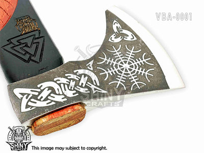 1 Axe Only Handmade Carbon Steel Viking,Valentine's Day, Birthday Gift for him, Leather Wrapped Handle and Sheath (VBA-01)